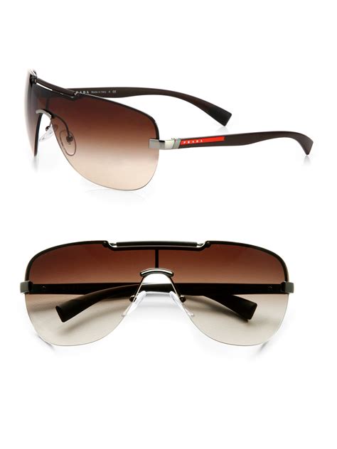 prada men's shield sunglasses|More.